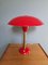 Lampada da tavolo grande rossa in ottone e metallo laccato, anni '50, Immagine 9