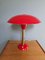 Large Red Table Lamp in Brass and Lacquered Metal, 1950s 9