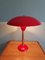 Große rote Tischlampe aus Messing und lackiertem Metall, 1950er 2