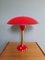 Large Red Table Lamp in Brass and Lacquered Metal, 1950s 4