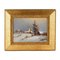 Paesaggio invernale con villaggio russo, XIX secolo, olio su tela, Immagine 2