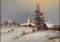Winter Landscape with Russian Village, 19th Century, Oil on Canvas, Framed 1