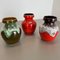 Vases Fat Lava Op Art en Poterie Multicolore de Bay Ceramics, Allemagne, 1970s, Set de 3 12