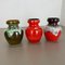 Vases Fat Lava Op Art en Poterie Multicolore de Bay Ceramics, Allemagne, 1970s, Set de 3 2