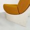 Space Age Italian White Abs and Mustard Yellow Fabric Armchairs, 1970s, Set of 2 14