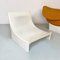 Space Age Italian White Abs and Mustard Yellow Fabric Armchairs, 1970s, Set of 2, Image 12