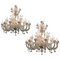 Rezzonico Chandeliers Glass with Gold Inclusions, Murano, 1980s, Set of 2 1