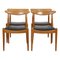 W1 Chairs in Oak and Black Leather by Hans J. Wegner for C.M. Madsen, Set of 4 1