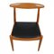 W1 Chairs in Oak and Black Leather by Hans J. Wegner for C.M. Madsen, Set of 4 2