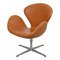Vintage Swan Chair in Cognac Leather by Arne Jacobsen for Fritz Hansen, 1960s 2