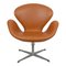 Vintage Swan Chair in Cognac Leather by Arne Jacobsen for Fritz Hansen, 1960s 1