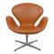 Vintage Swan Chair in Cognacfarbenem Leder von Arne Jacobsen für Fritz Hansen, 1960er 1