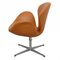 Silla Swan vintage de cuero anilin coñac de Arne Jacobsen para Fritz Hansen, años 60, Imagen 3