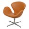 Vintage Swan Chair aus cognacfarbenem Anilin Leder von Arne Jacobsen für Fritz Hansen, 1960er 2