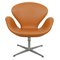 Vintage Swan Chair in Cognac Anilin Leather by Arne Jacobsen for Fritz Hansen, 1960s 1