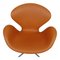 Silla Swan vintage de cuero anilin coñac de Arne Jacobsen para Fritz Hansen, años 60, Imagen 5