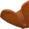 Sedia Swan vintage in pelle Anilin color cognac di Arne Jacobsen per Fritz Hansen, anni '60, Immagine 6