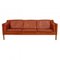 2213 Three Seater Sofa in Patinated Cognac Leather by Børge Mogensen for Fredericia 1