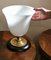 Art Deco Table Lamp in Opaline Glass, Brass and Wood from Mazda 15