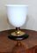 Art Deco Table Lamp in Opaline Glass, Brass and Wood from Mazda 6