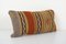 Vintage Handwoven Striped Pattern Lumbar Kilim Cushion Cover, 2010s 3