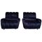 Fauteuils en Velours Bleu, 1980s, Set de 2 1