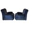 Fauteuils en Velours Bleu, 1980s, Set de 2 3