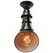 Vintage Industrial Black Enamel Flush Mount Ceiling Lamp, Image 3