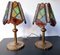 Italian Hammered Glass and Gilt Wrought Iron Lamps from Longobard, 1970s, Set of 2 1