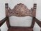 Antique Spanish Colonial Style Carved Armchairs with Leather, 1890, Set of 2 8