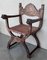 Antique Spanish Colonial Style Carved Armchairs with Leather, 1890, Set of 2 3