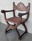 Antique Spanish Colonial Style Carved Armchairs with Leather, 1890, Set of 2, Image 3