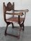 Antique Spanish Colonial Style Carved Armchairs with Leather, 1890, Set of 2 2