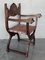 Antique Spanish Colonial Style Carved Armchairs with Leather, 1890, Set of 2, Image 2