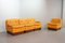 Juego de sofá modular de cuero amarillo de Dreipunkt, años 70. Juego de 4, Imagen 4