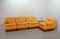 Gelbes modulares Ledersofa Set von Dreipunkt, 1970er, 4er Set 8