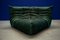 Bottle Green Velvet Togo Lounge Chair, Corner Chair and 2-Seat Sofa by Michel Ducaroy for Ligne Roset, Set of 3, Image 3