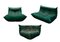 Bottle Green Velvet Togo Lounge Chair, Corner Chair and 2-Seat Sofa by Michel Ducaroy for Ligne Roset, Set of 3 1
