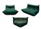 Bottle Green Velvet Togo Lounge Chair, Corner Chair and 2-Seat Sofa by Michel Ducaroy for Ligne Roset, Set of 3, Image 1