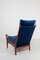 British Teak Armchair with Blue Velvet Upholstery from Cintique, 1970s 2