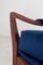 British Teak Armchair with Blue Velvet Upholstery from Cintique, 1970s 7