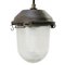 Vintage Industrial Grey and Clear Striped Glass Pendant Light 1