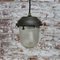 Vintage Industrial Grey and Clear Striped Glass Pendant Light, Image 6