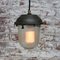 Vintage Industrial Grey and Clear Striped Glass Pendant Light, Image 5