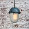 Vintage Industrial Blue Clear and Striped Glass Pendant Light, Image 5