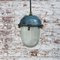 Vintage Industrial Blue Clear and Striped Glass Pendant Light 6