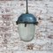 Vintage Industrial Blue Clear and Striped Glass Pendant Light, Image 6