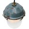 Vintage Industrial Blue Clear and Striped Glass Pendant Light 4