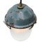 Vintage Industrial Blue Clear and Striped Glass Pendant Light, Image 4