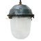 Vintage Industrial Blue Clear and Striped Glass Pendant Light 1